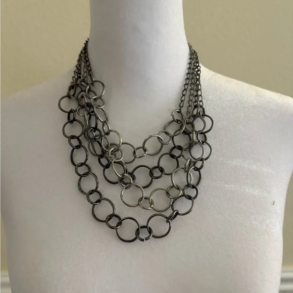 Silver Rings Chain Necklace - Picture 2 of 4